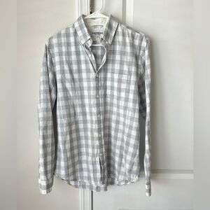 Express Men’s Soft Wash Long Sleeve Polo Shirt Medium Gray Plaid Academia